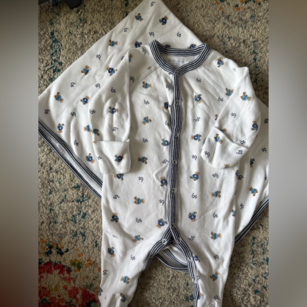 Ralph Lauren White and Blue Sleep Sacks Soft Pajamas
